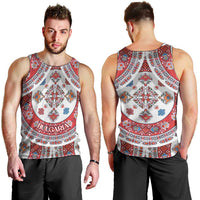 Bulgaria Folk Art Men Tank Top with Traditional Embroidery and Floral Motifs