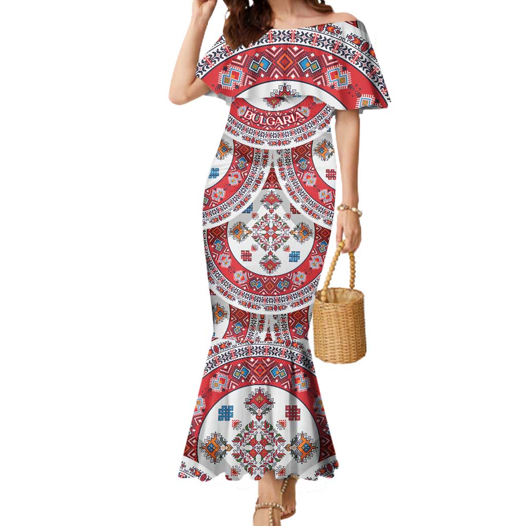Bulgaria Folk Art Mermaid Dress with Traditional Embroidery and Floral Motifs