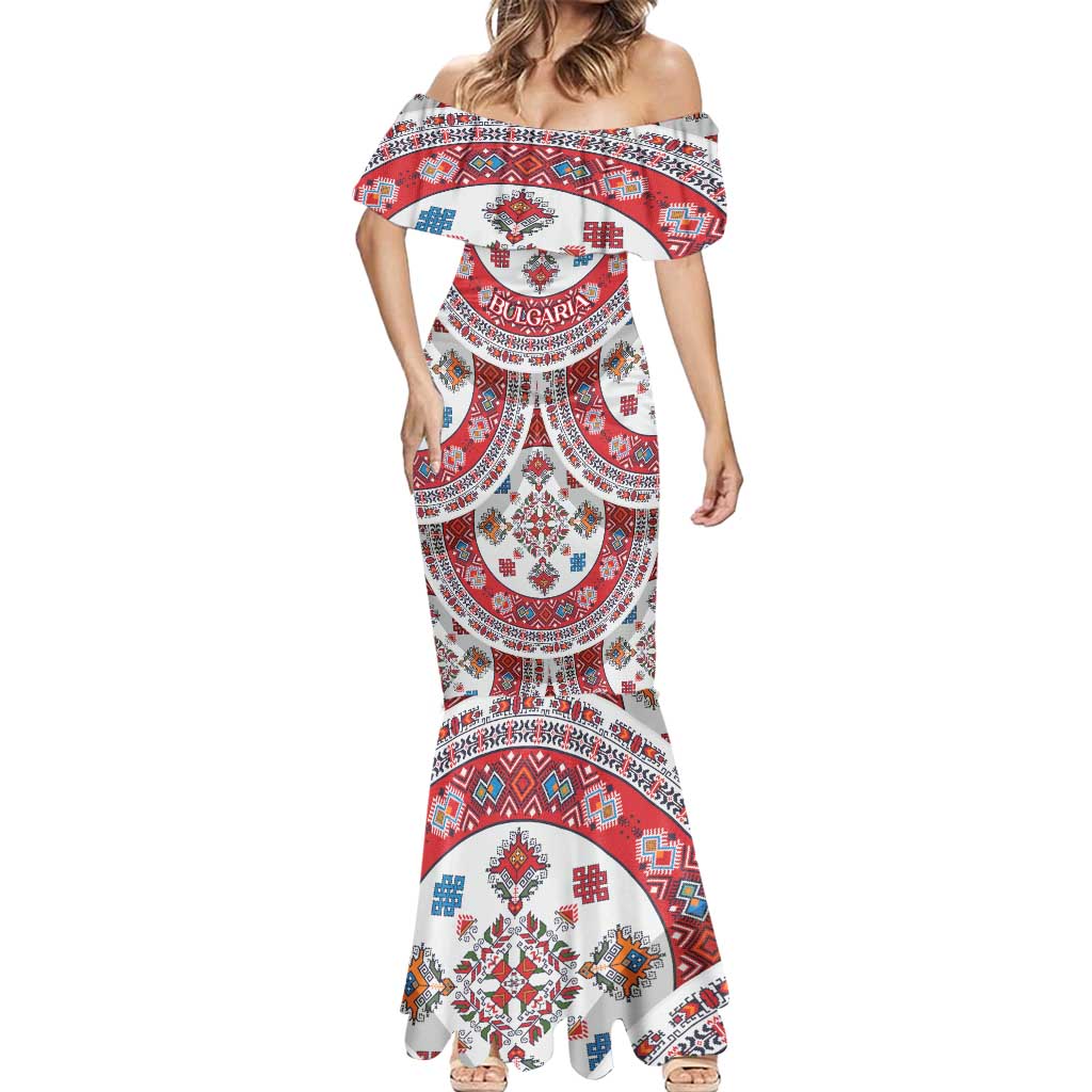 Bulgaria Folk Art Mermaid Dress with Traditional Embroidery and Floral Motifs
