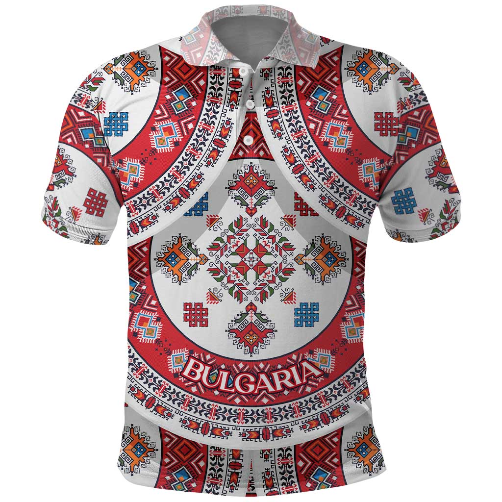 Bulgaria Folk Art Polo Shirt with Traditional Embroidery and Floral Motifs