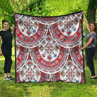 Bulgaria Folk Art Quilt with Traditional Embroidery and Floral Motifs