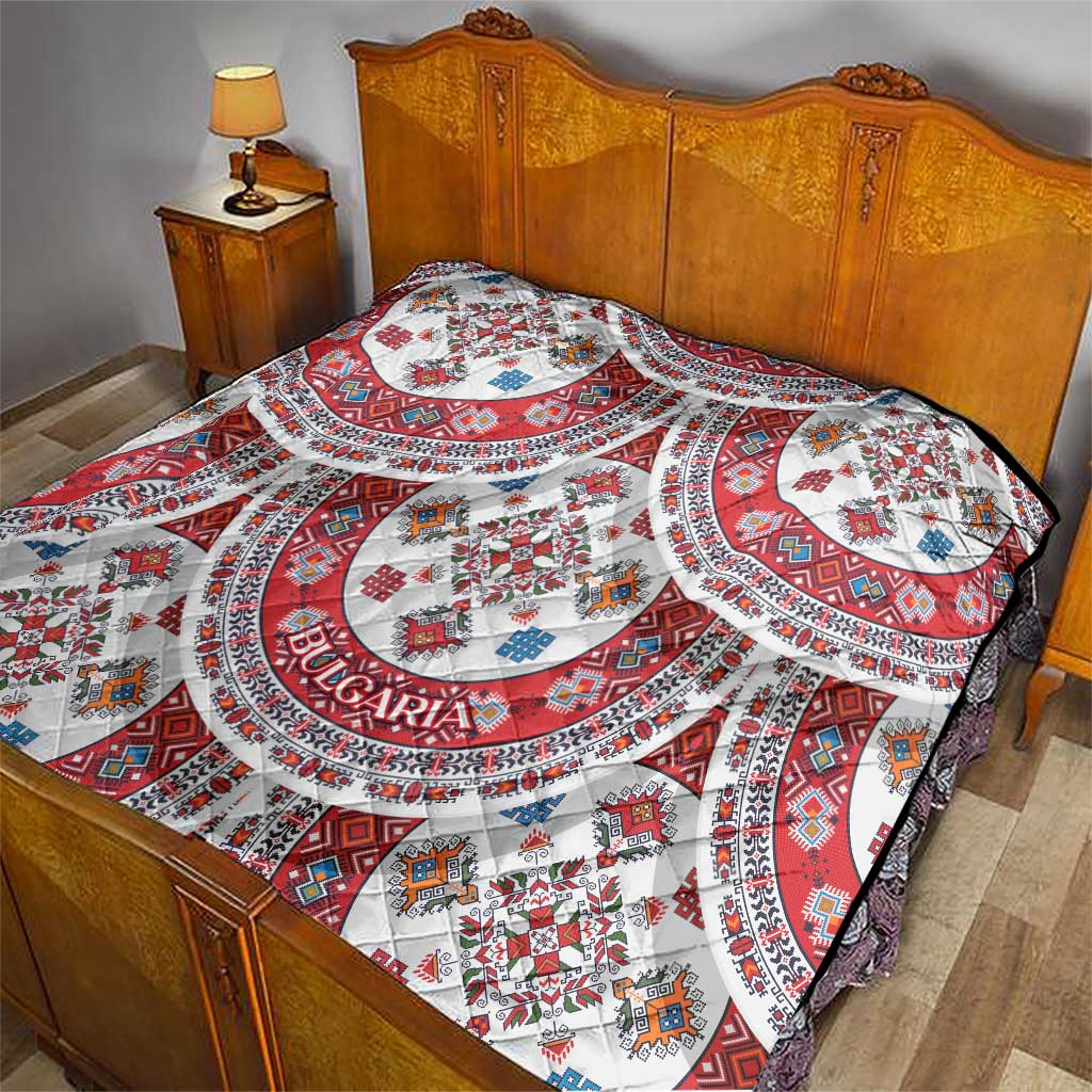 Bulgaria Folk Art Quilt with Traditional Embroidery and Floral Motifs