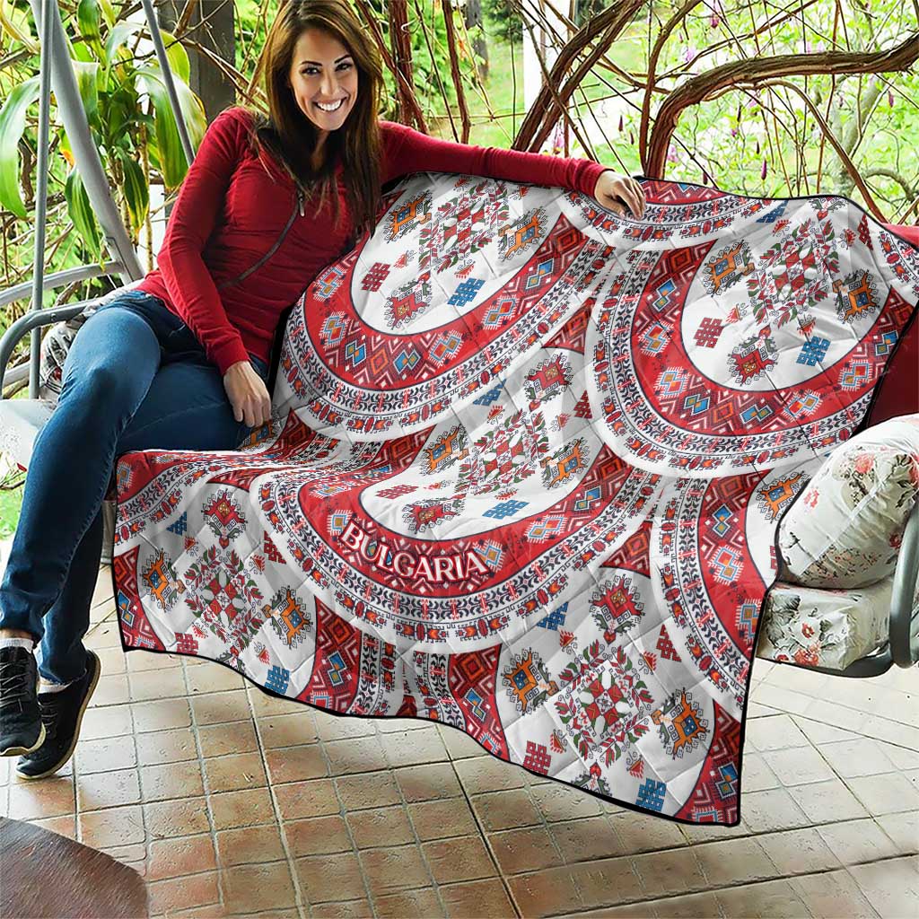 Bulgaria Folk Art Quilt with Traditional Embroidery and Floral Motifs