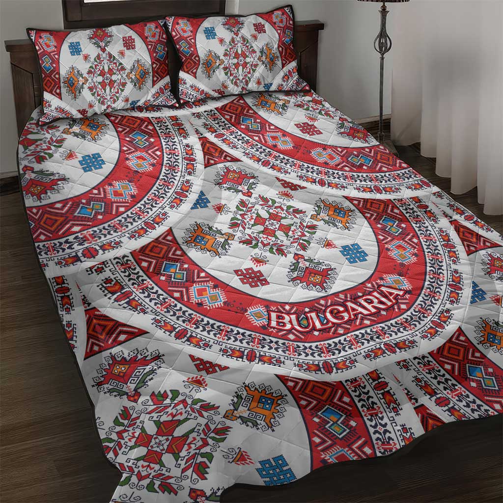 Bulgaria Folk Art Quilt Bed Set with Traditional Embroidery and Floral Motifs