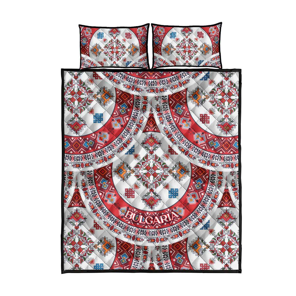 Bulgaria Folk Art Quilt Bed Set with Traditional Embroidery and Floral Motifs