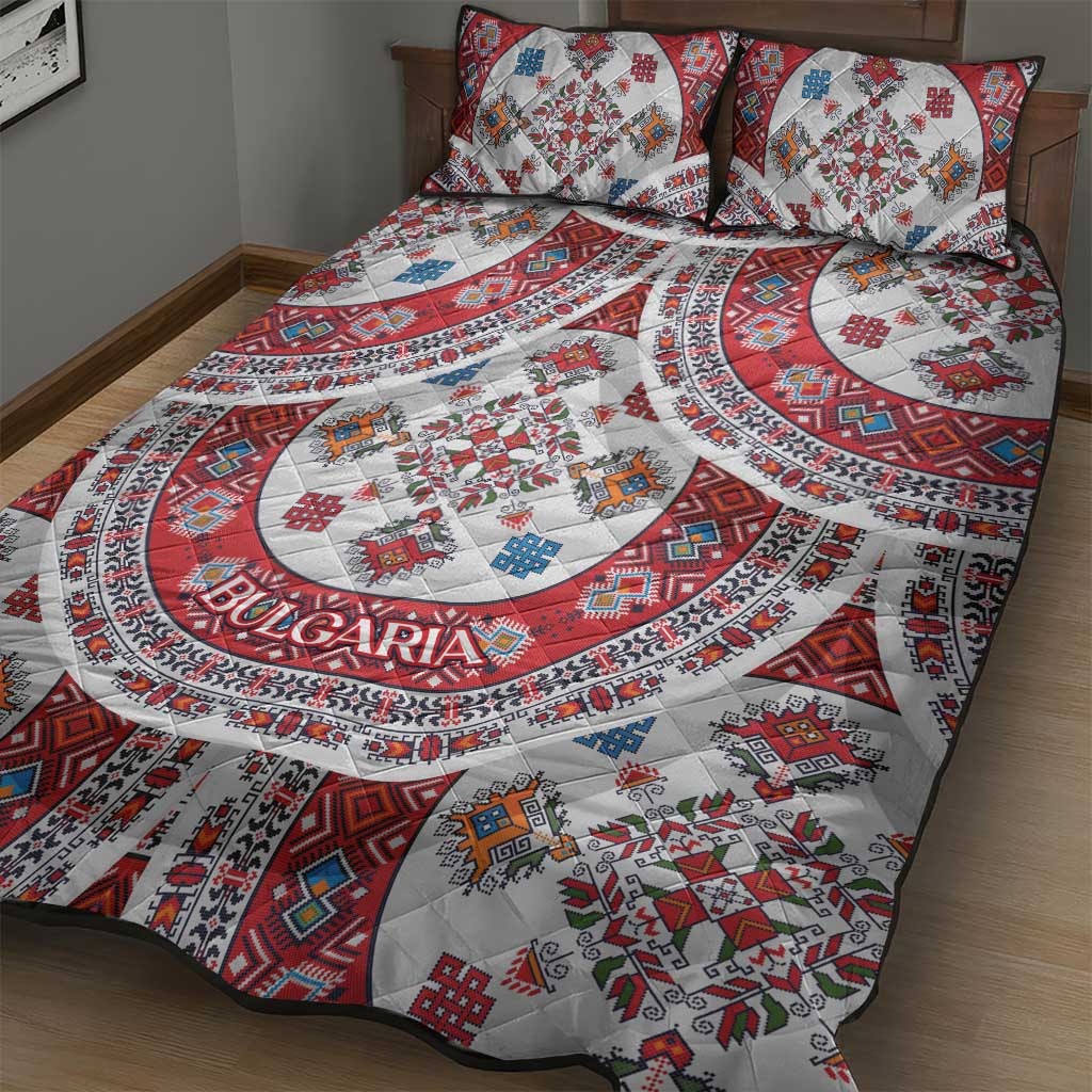 Bulgaria Folk Art Quilt Bed Set with Traditional Embroidery and Floral Motifs