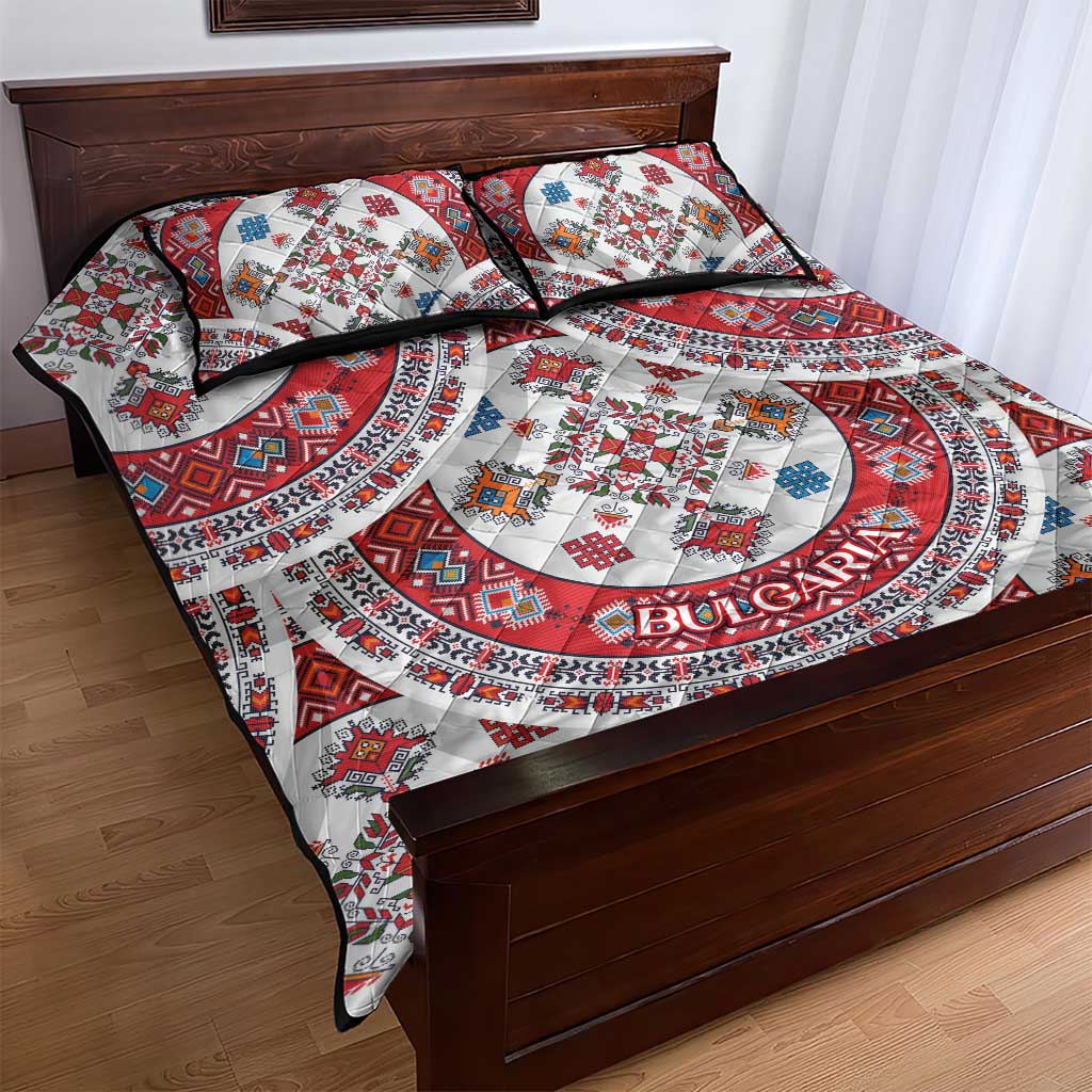 Bulgaria Folk Art Quilt Bed Set with Traditional Embroidery and Floral Motifs