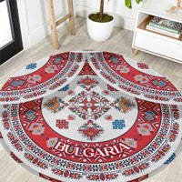 Bulgaria Folk Art Round Carpet with Traditional Embroidery and Floral Motifs