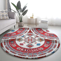 Bulgaria Folk Art Round Carpet with Traditional Embroidery and Floral Motifs