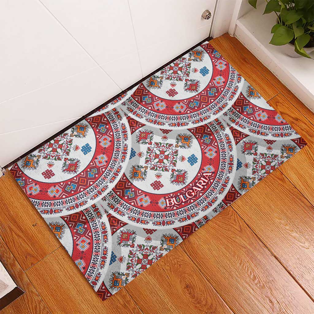 Bulgaria Folk Art Rubber Doormat with Traditional Embroidery and Floral Motifs