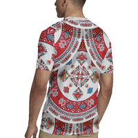 Bulgaria Folk Art Rugby Jersey with Traditional Embroidery and Floral Motifs