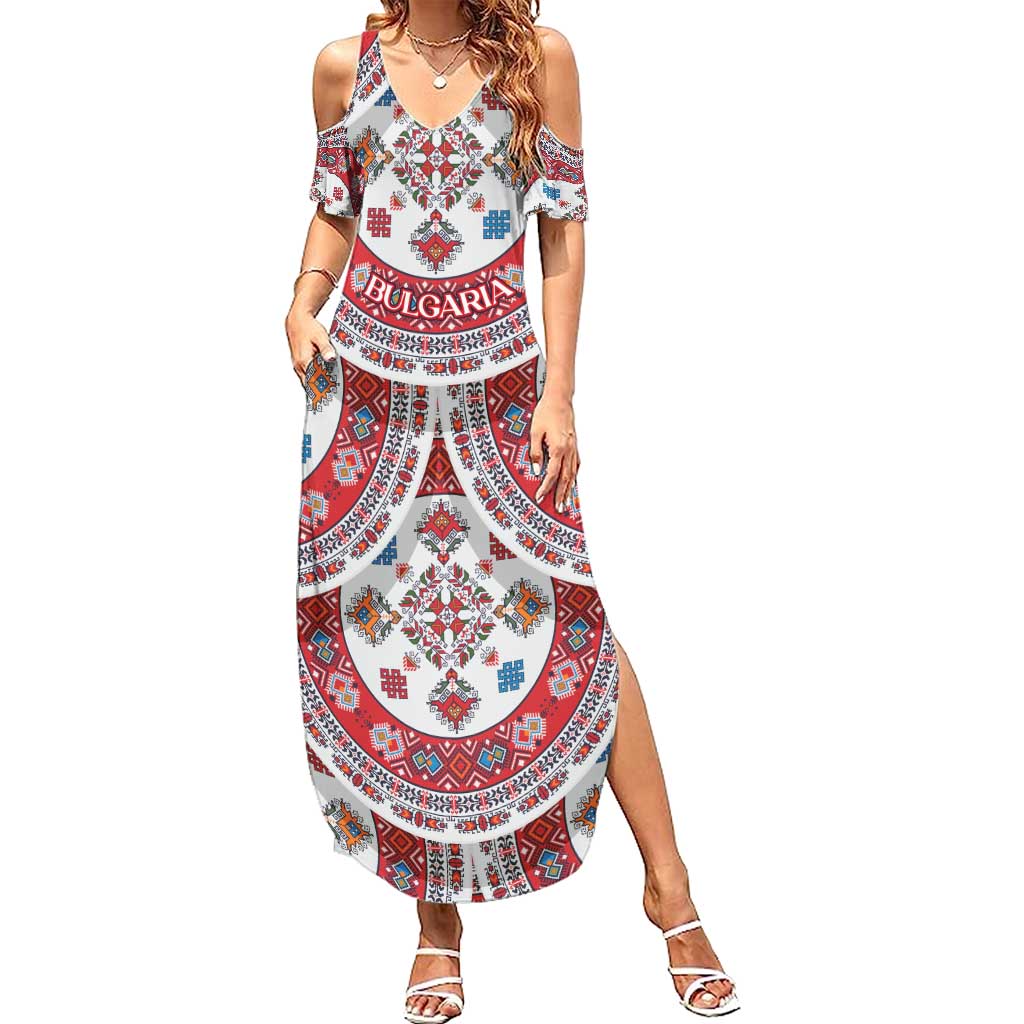 Bulgaria Folk Art Summer Maxi Dress with Traditional Embroidery and Floral Motifs