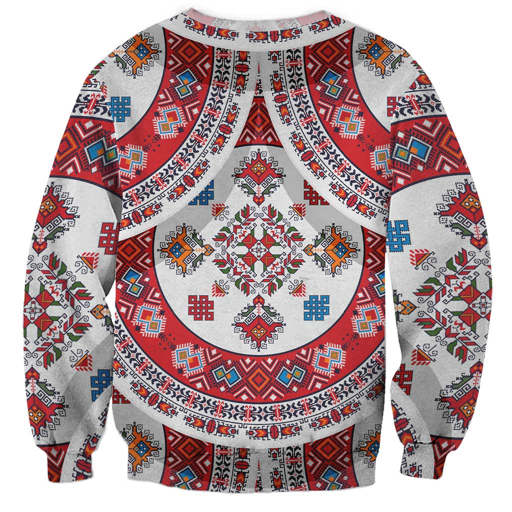 Bulgaria Folk Art Sweatshirt with Traditional Embroidery and Floral Motifs