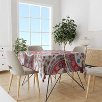 Bulgaria Folk Art Tablecloth with Traditional Embroidery and Floral Motifs