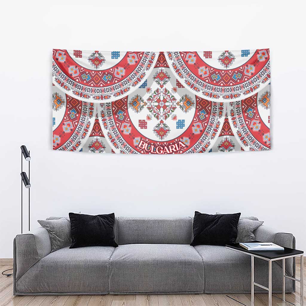 Bulgaria Folk Art Tapestry with Traditional Embroidery and Floral Motifs