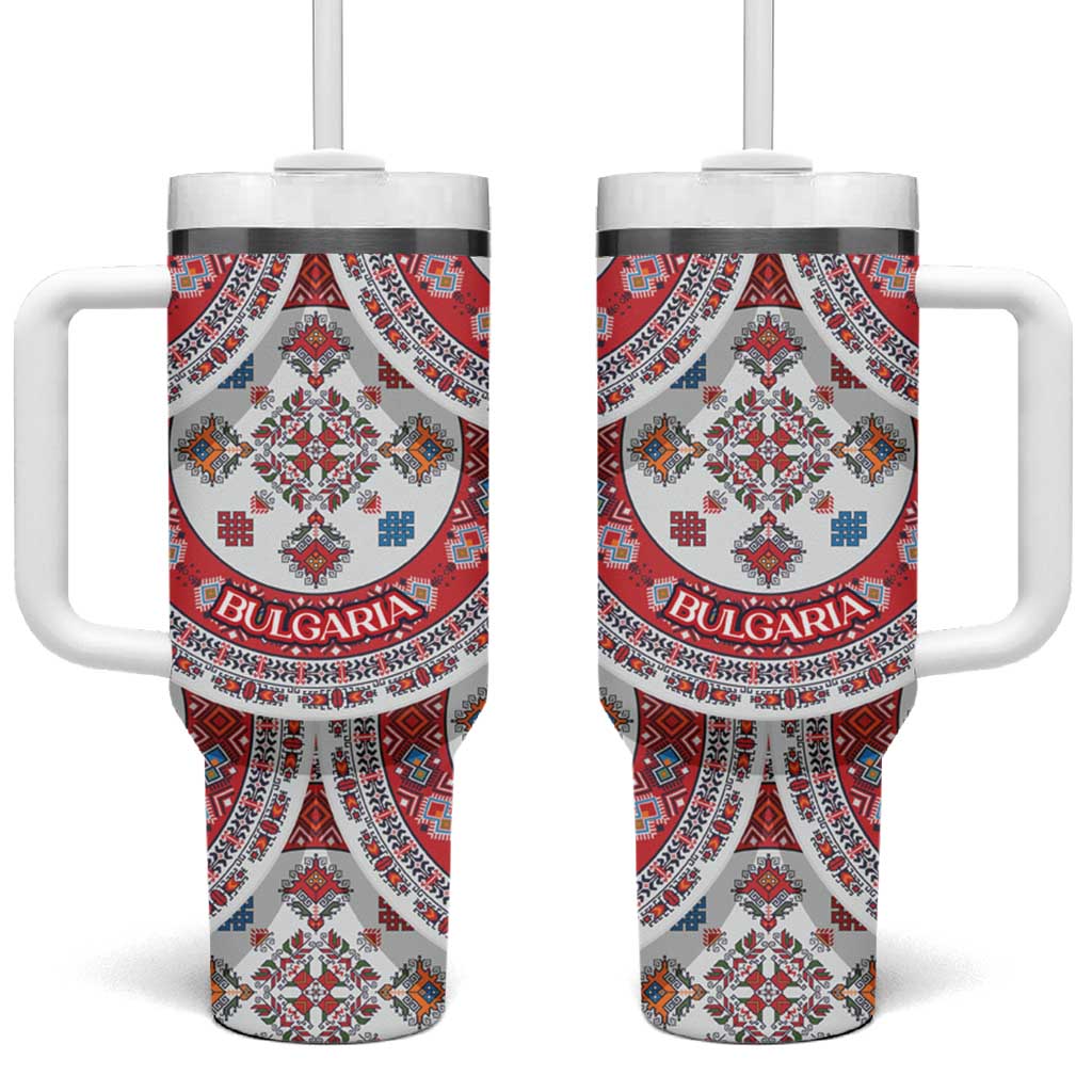 Bulgaria Folk Art Tumbler With Handle with Traditional Embroidery and Floral Motifs