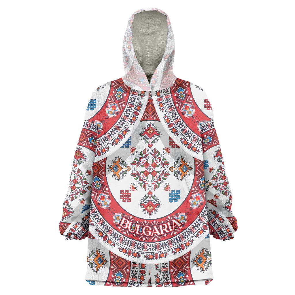Bulgaria Folk Art Wearable Blanket Hoodie with Traditional Embroidery and Floral Motifs