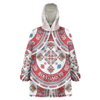 Bulgaria Folk Art Wearable Blanket Hoodie with Traditional Embroidery and Floral Motifs
