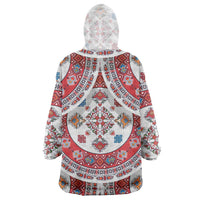 Bulgaria Folk Art Wearable Blanket Hoodie with Traditional Embroidery and Floral Motifs