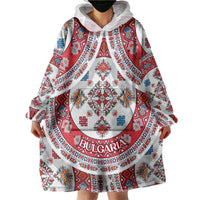 Bulgaria Folk Art Wearable Blanket Hoodie with Traditional Embroidery and Floral Motifs
