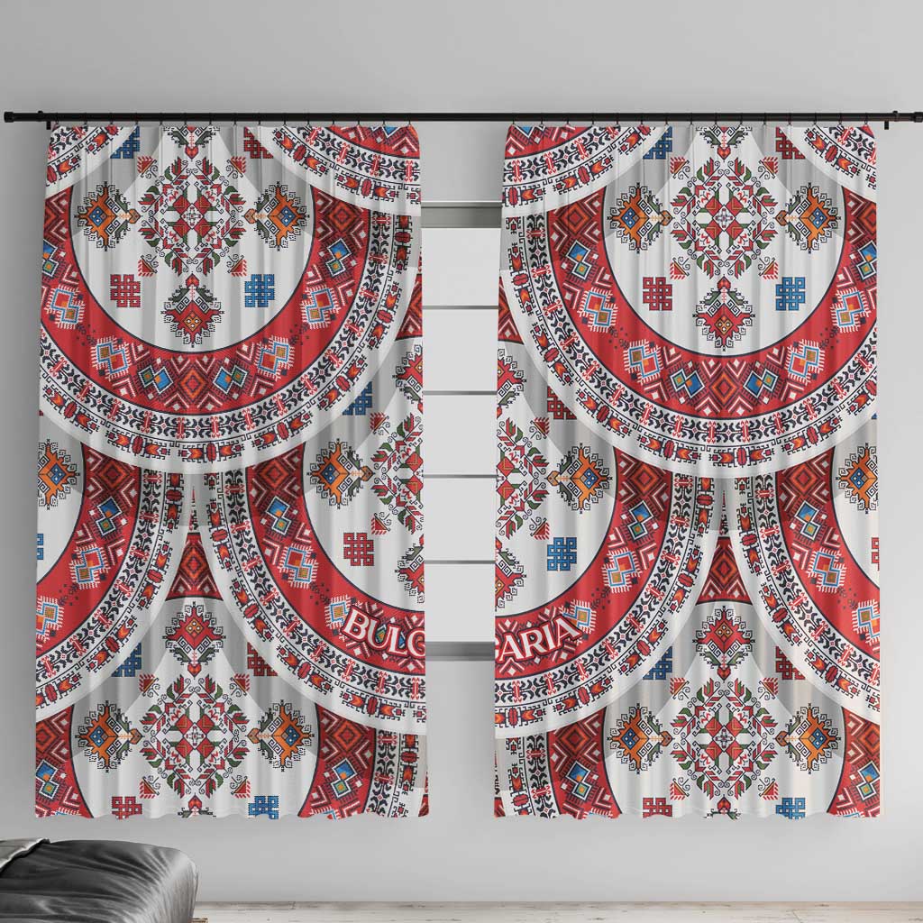 Bulgaria Folk Art Window Curtain with Traditional Embroidery and Floral Motifs