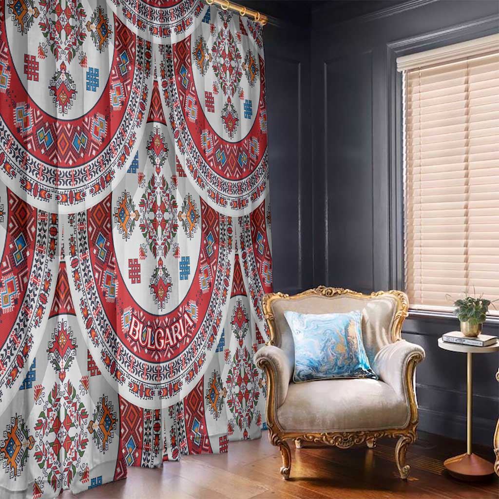 Bulgaria Folk Art Window Curtain with Traditional Embroidery and Floral Motifs