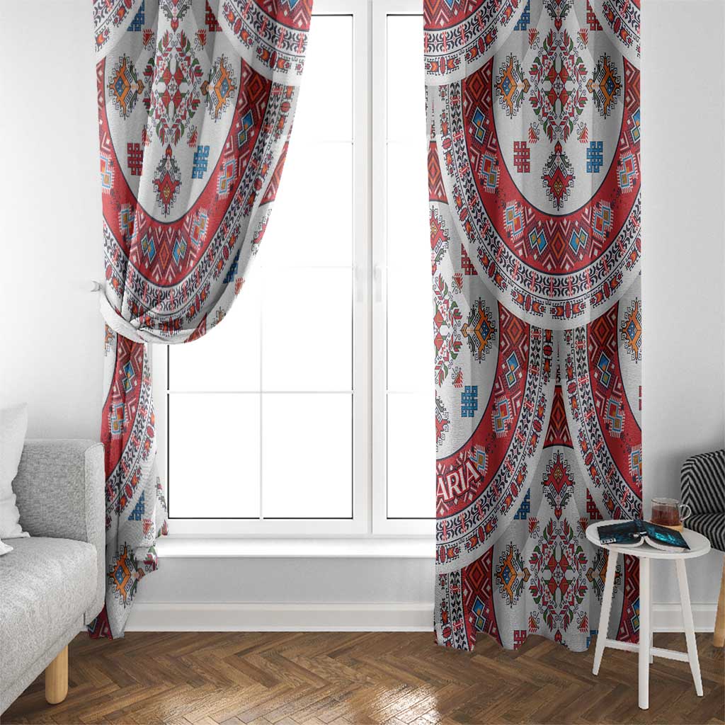 Bulgaria Folk Art Window Curtain with Traditional Embroidery and Floral Motifs