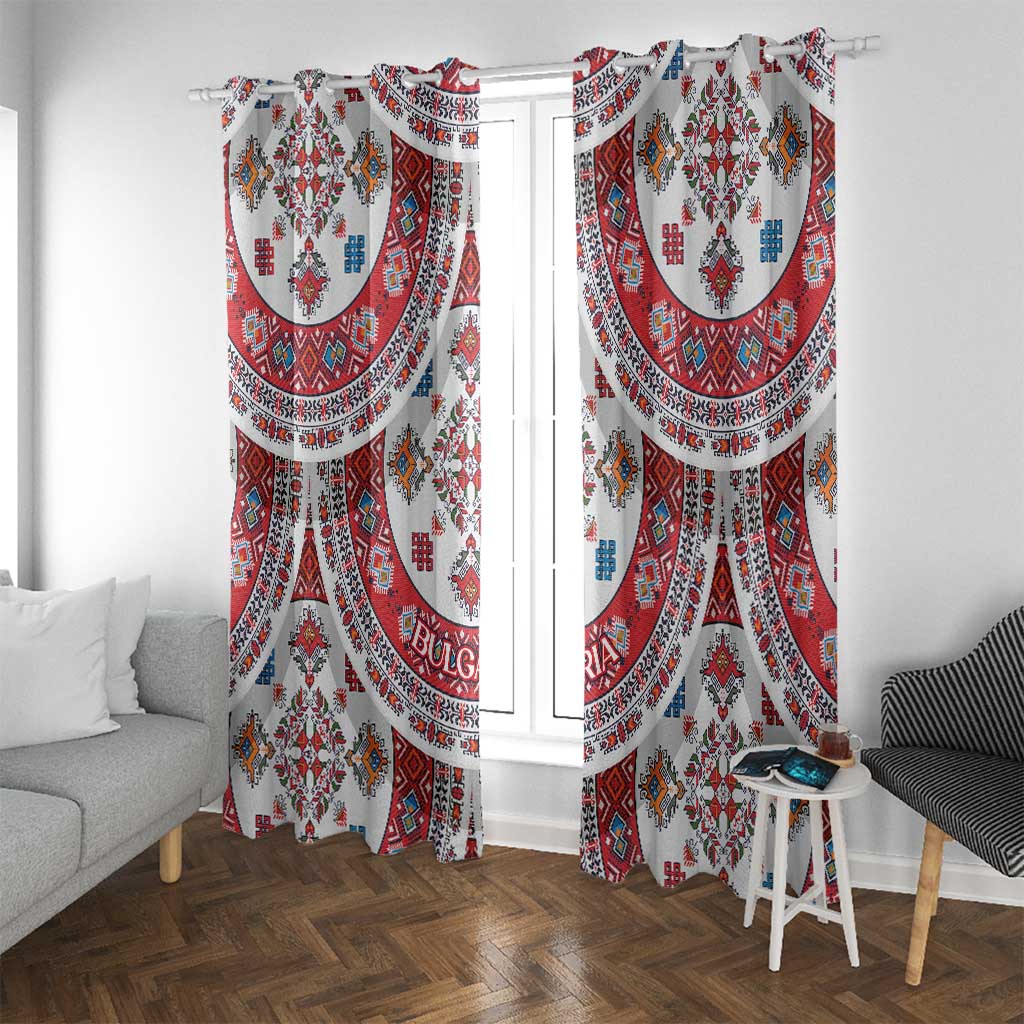 Bulgaria Folk Art Window Curtain with Traditional Embroidery and Floral Motifs