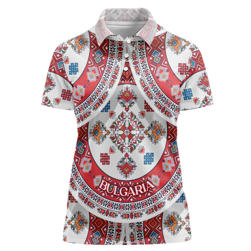 Bulgaria Folk Art Women Polo Shirt with Traditional Embroidery and Floral Motifs