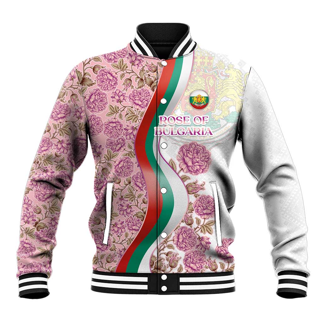 Rose of Bulgaria Baseball Jacket with National Flag Ribbon and Floral Damask Pattern