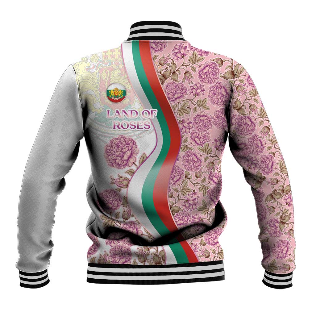 Rose of Bulgaria Baseball Jacket with National Flag Ribbon and Floral Damask Pattern