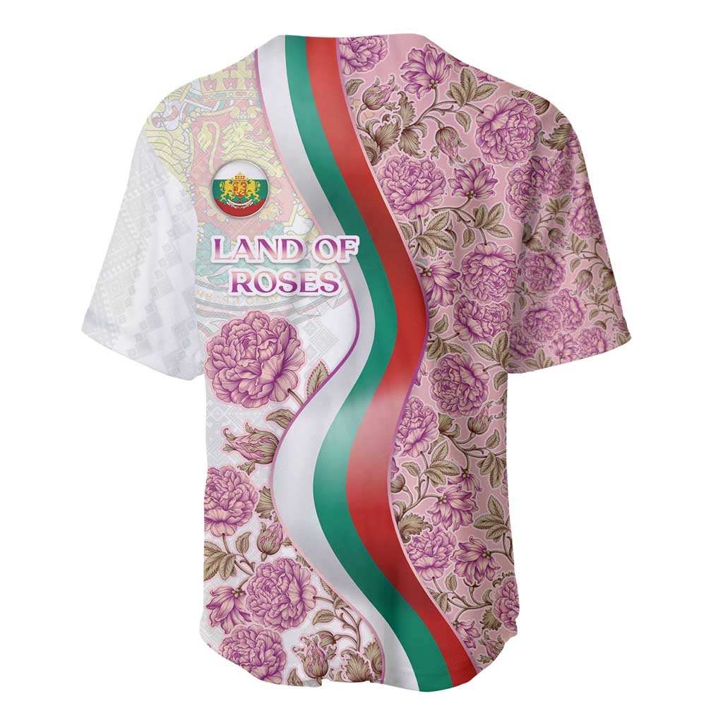 Rose of Bulgaria Baseball Jersey with National Flag Ribbon and Floral Damask Pattern