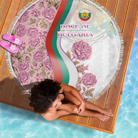 Rose of Bulgaria Beach Blanket with National Flag Ribbon and Floral Damask Pattern