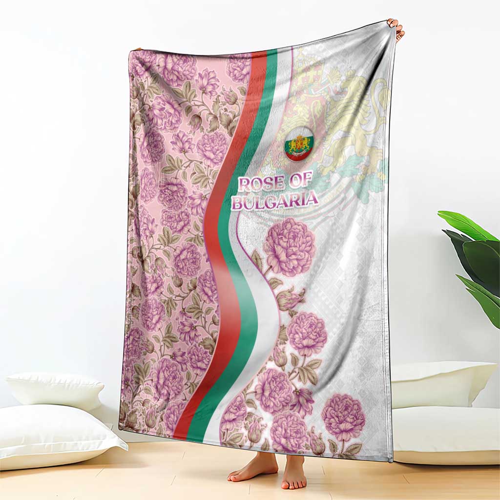 Rose of Bulgaria Blanket with National Flag Ribbon and Floral Damask Pattern