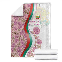 Rose of Bulgaria Blanket with National Flag Ribbon and Floral Damask Pattern
