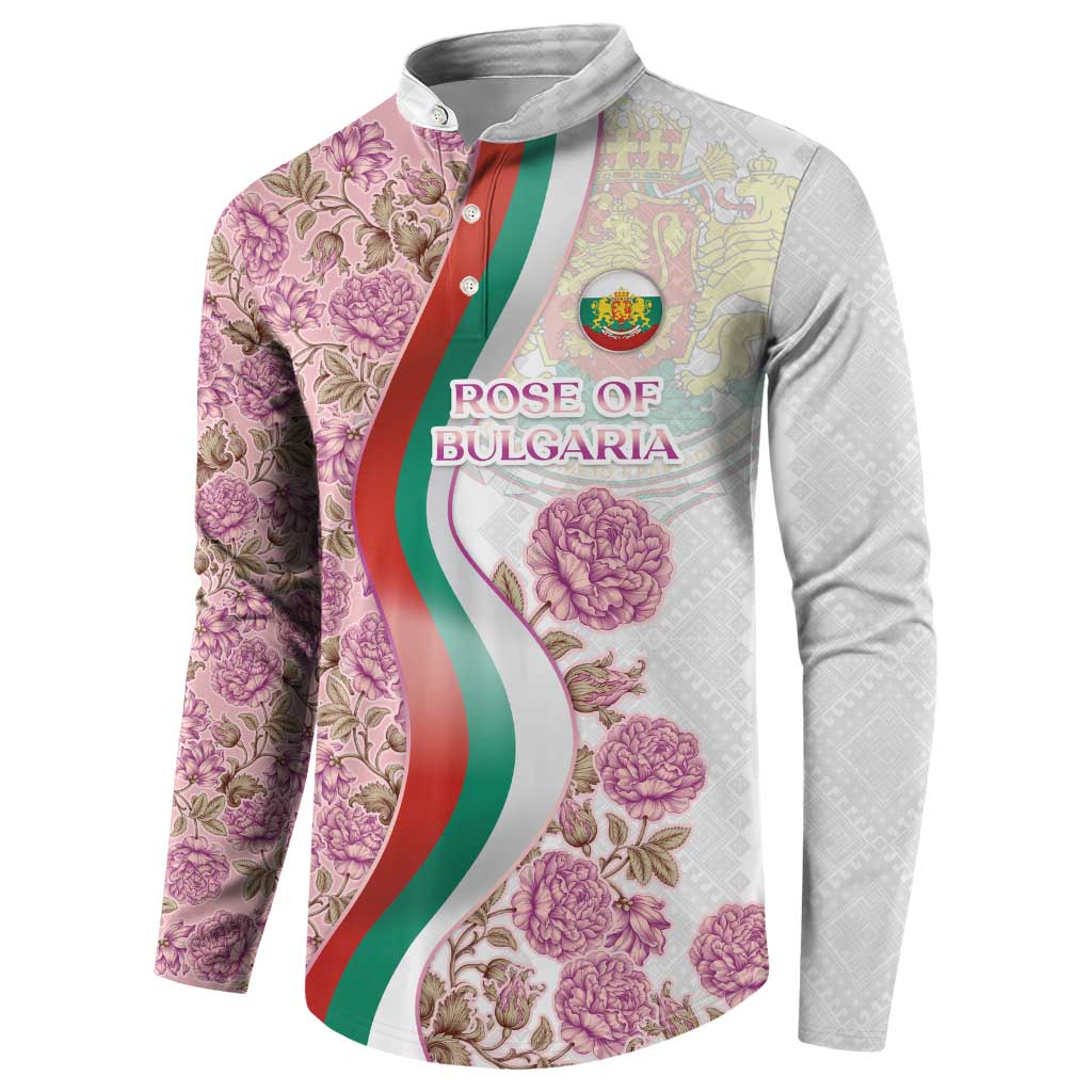 Rose of Bulgaria Button Sweatshirt with National Flag Ribbon and Floral Damask Pattern