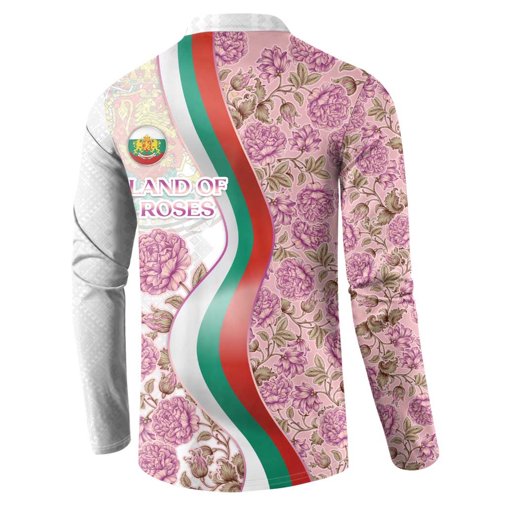 Rose of Bulgaria Button Sweatshirt with National Flag Ribbon and Floral Damask Pattern