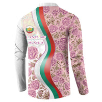 Rose of Bulgaria Button Sweatshirt with National Flag Ribbon and Floral Damask Pattern