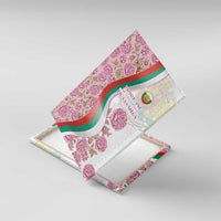 Rose of Bulgaria Canvas Wall Art with National Flag Ribbon and Floral Damask Pattern