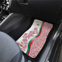 Rose of Bulgaria Car Mats with National Flag Ribbon and Floral Damask Pattern