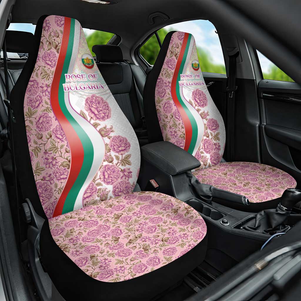 Rose of Bulgaria Car Seat Cover with National Flag Ribbon and Floral Damask Pattern