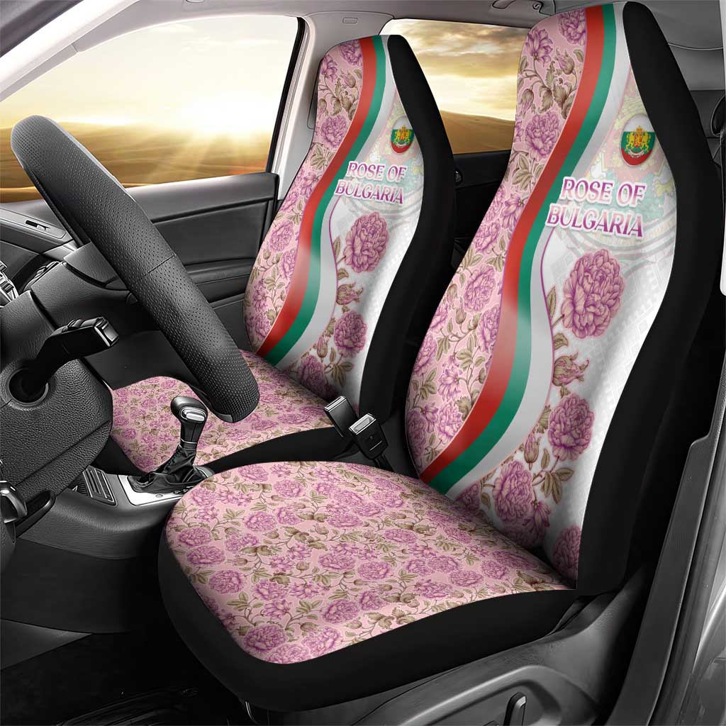 Rose of Bulgaria Car Seat Cover with National Flag Ribbon and Floral Damask Pattern