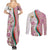 Rose of Bulgaria Couples Matching Summer Maxi Dress and Long Sleeve Button Shirt with National Flag Ribbon and Floral Damask Pattern