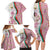 Rose of Bulgaria Family Matching Long Sleeve Bodycon Dress and Hawaiian Shirt with National Flag Ribbon and Floral Damask Pattern