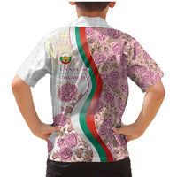Rose of Bulgaria Family Matching Mermaid Dress and Hawaiian Shirt with National Flag Ribbon and Floral Damask Pattern