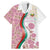 Rose of Bulgaria Family Matching Mermaid Dress and Hawaiian Shirt with National Flag Ribbon and Floral Damask Pattern