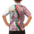 Rose of Bulgaria Family Matching Off The Shoulder Long Sleeve Dress and Hawaiian Shirt with National Flag Ribbon and Floral Damask Pattern