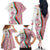 Rose of Bulgaria Family Matching Off The Shoulder Long Sleeve Dress and Hawaiian Shirt with National Flag Ribbon and Floral Damask Pattern