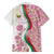 Rose of Bulgaria Family Matching Off The Shoulder Long Sleeve Dress and Hawaiian Shirt with National Flag Ribbon and Floral Damask Pattern