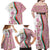 Rose of Bulgaria Family Matching Off Shoulder Maxi Dress and Hawaiian Shirt with National Flag Ribbon and Floral Damask Pattern